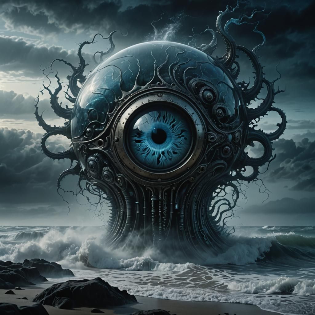 Biomechanical Glass A with Eye and Brain