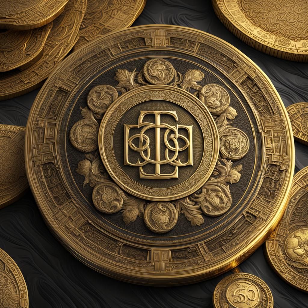 Intricate Gold Coin With Prominent 666 Engravings