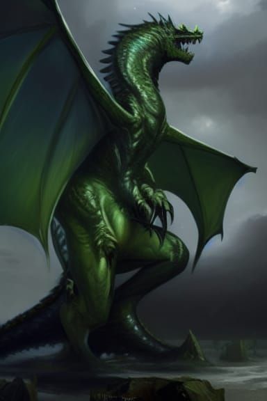 Sinister Black Dragon in Gothic Fantasy Style