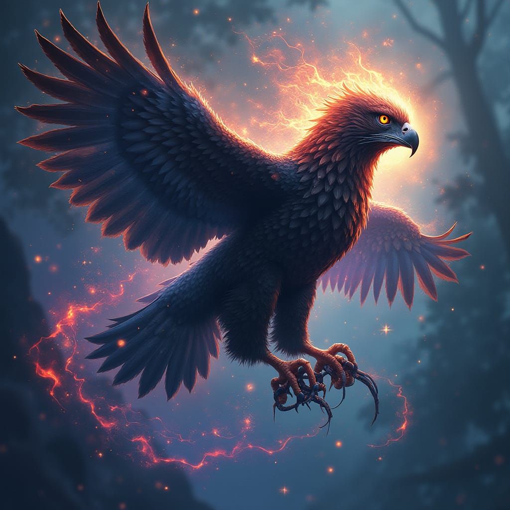 Majestic Eagle-Tiger Hybrid with Magical Essence