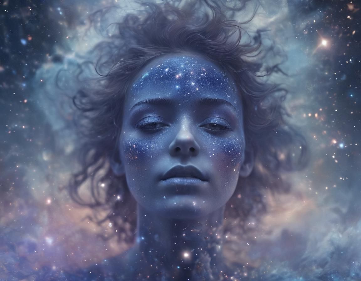 Ethereal Being Emerges from Cosmic Nebula