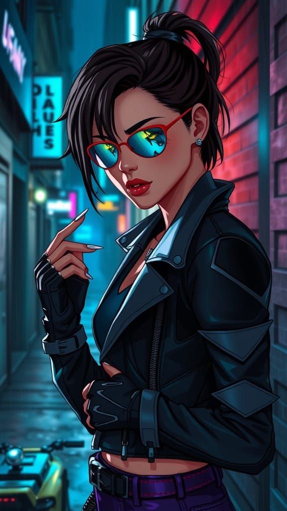 Futuristic Mercenary in Gritty Cyberpunk Alleyway