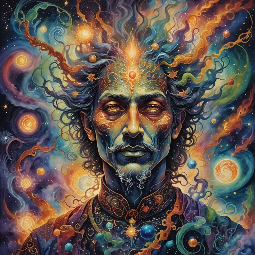 Astral Genies in Psychedelic Dreamscape