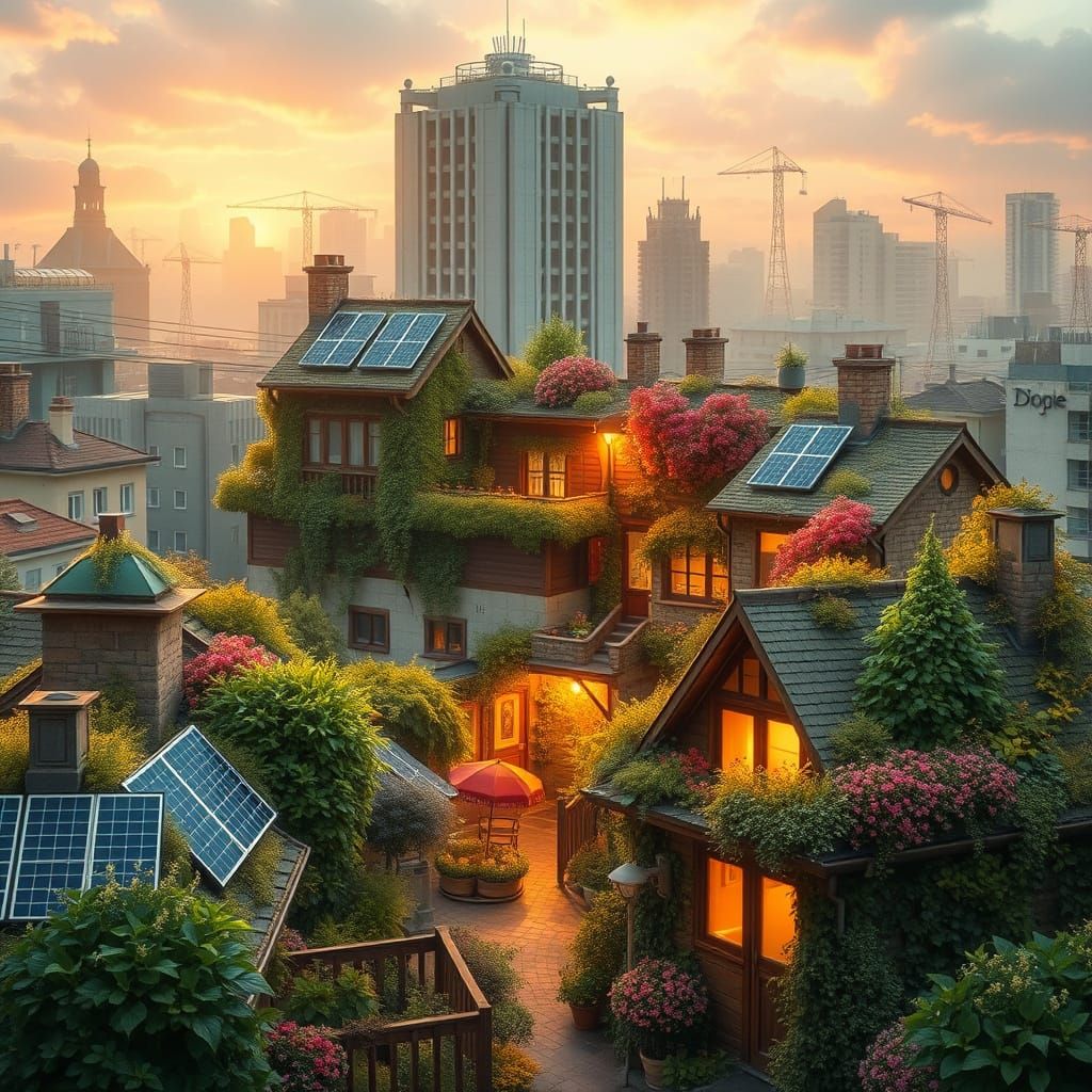 Surreal Urban Idyll in Hyper-Realistic Style