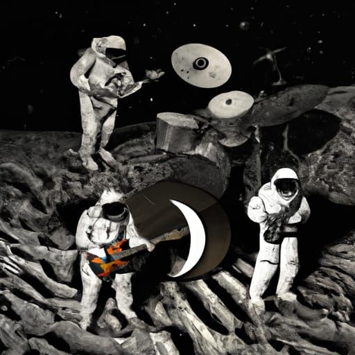 Astronaut Music Band Jamming on the Moon