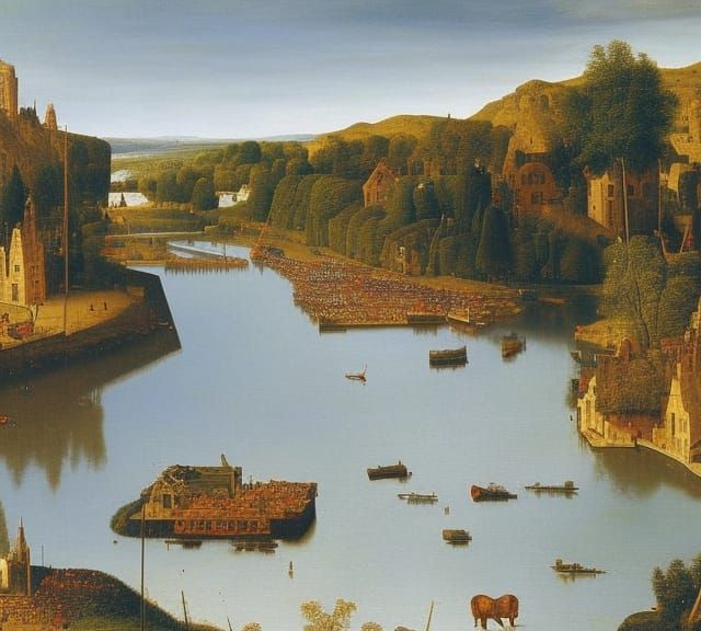 Hyperdetailed Landscape in Van Eyck Style