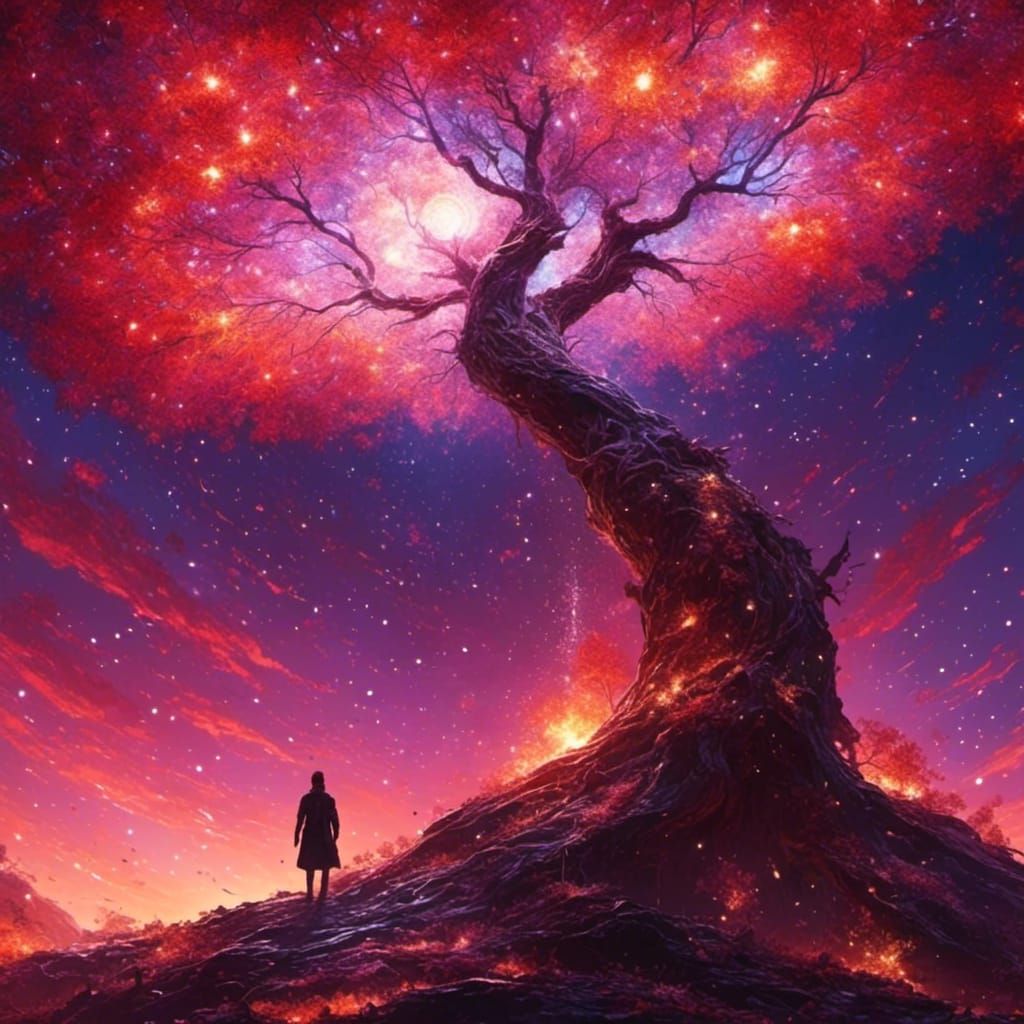 Tree Running From Fire: Surreal Environmental Concept