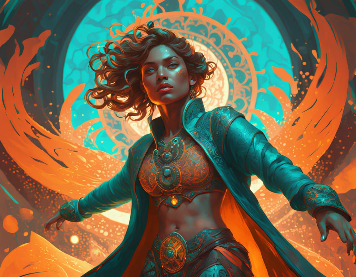 Surreal Figure Emerges from Vibrant Digital Artwork