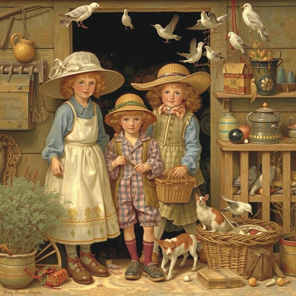 Farm Vacations in Classic Illustration Style