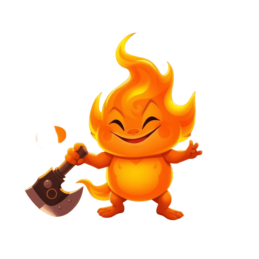 Charming Flame Sprite in Vibrant, Whimsical Art