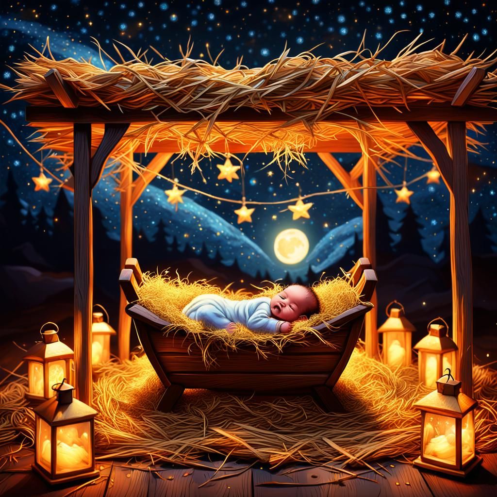 Baby in Manger: Fantasy Concept Art