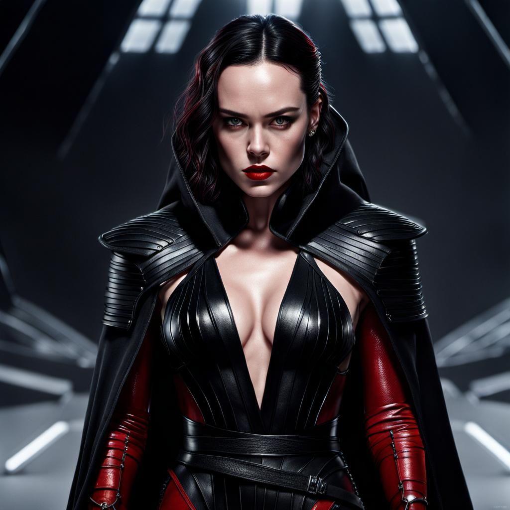 Sith Lord Cyborg: Hyperrealistic Dark Rey Portrait