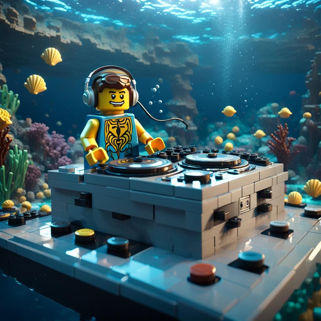 Lego DJ in Atlantis: 3D Game Cinematic Scene