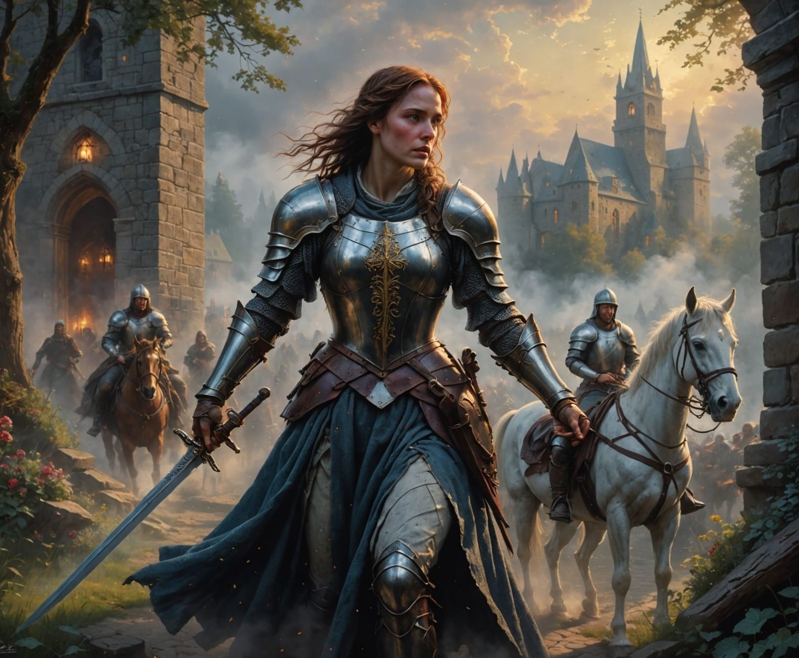 Wounded Knight Rescued by Jesus in Ethereal Fantasy