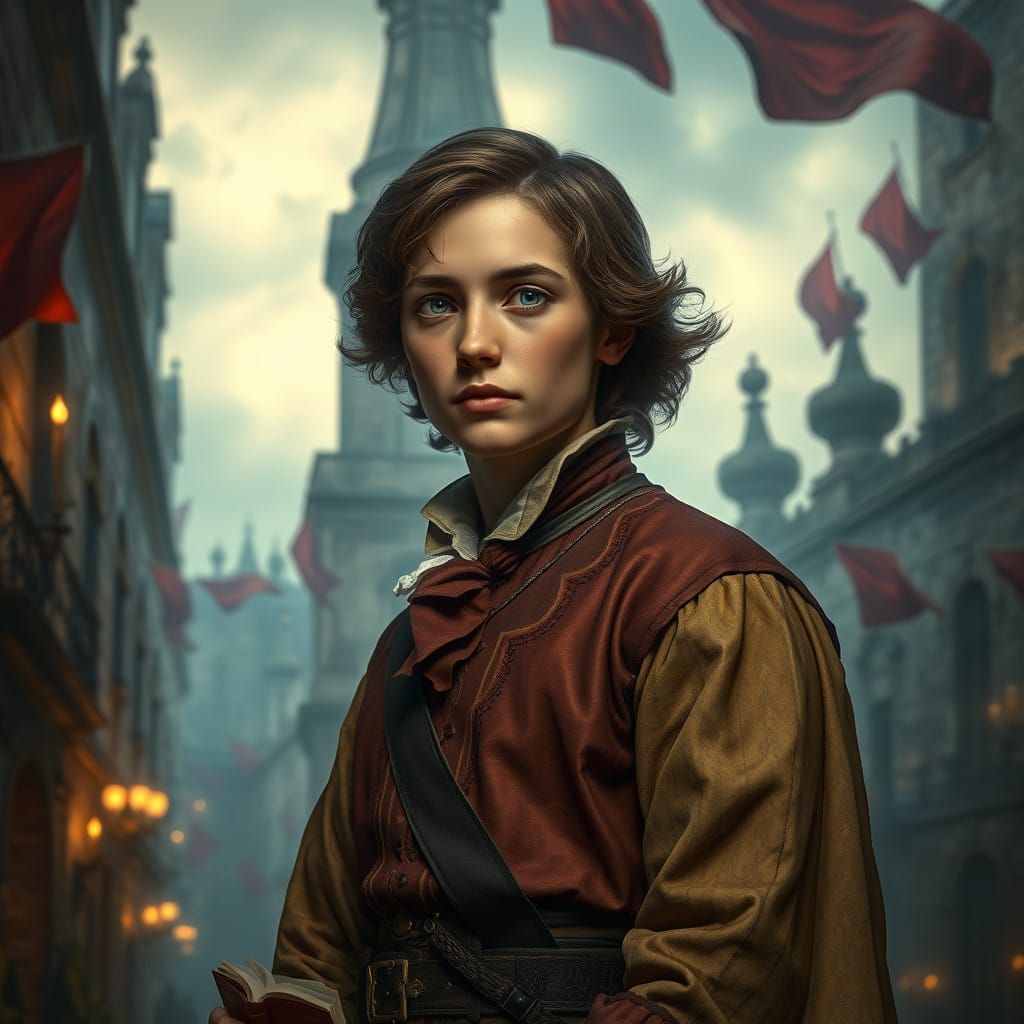 Mystical 18th Century Revolutionary Leader in Elegant Portra...