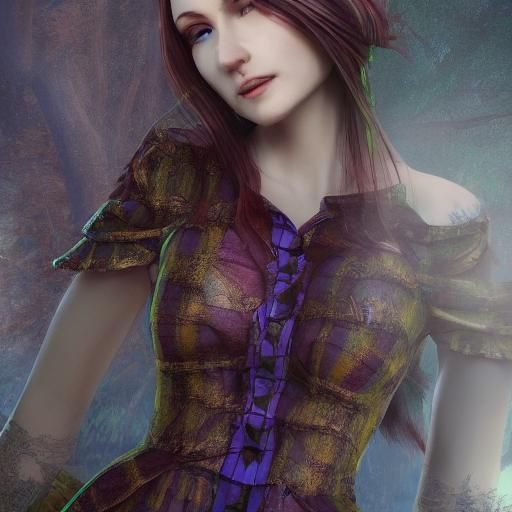 Plaid Wedding Dress: Detailed Fantasy Art