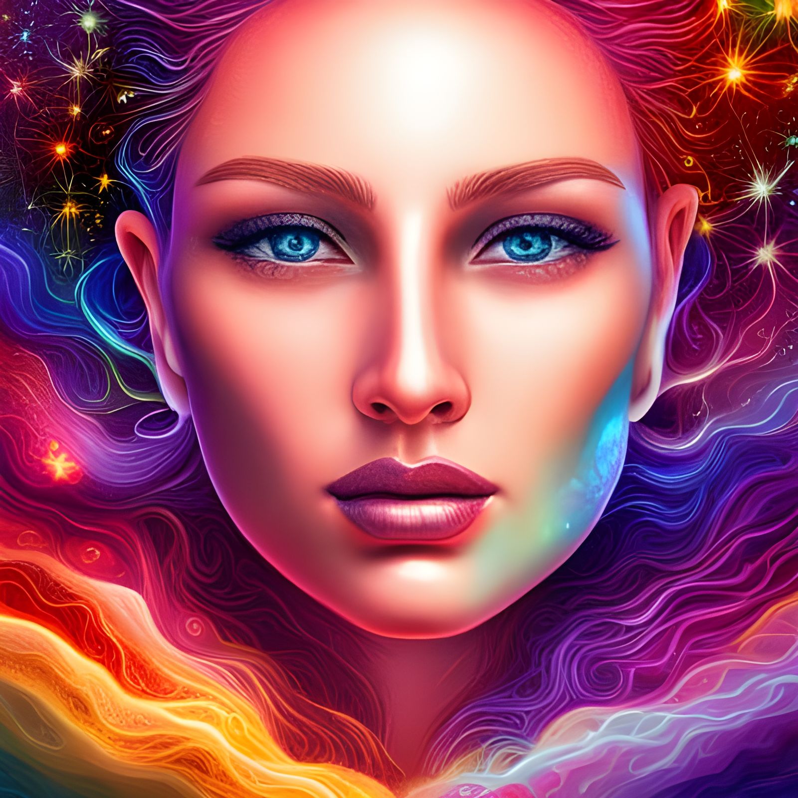 Cosmic Beauty: Holographic Astral Face by Amaringo