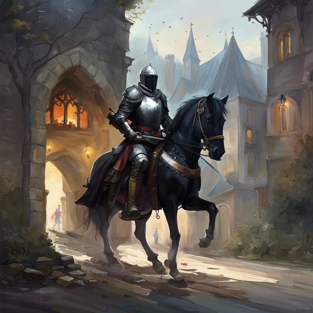 Knight Returns to Battle in Fantasy Landscape