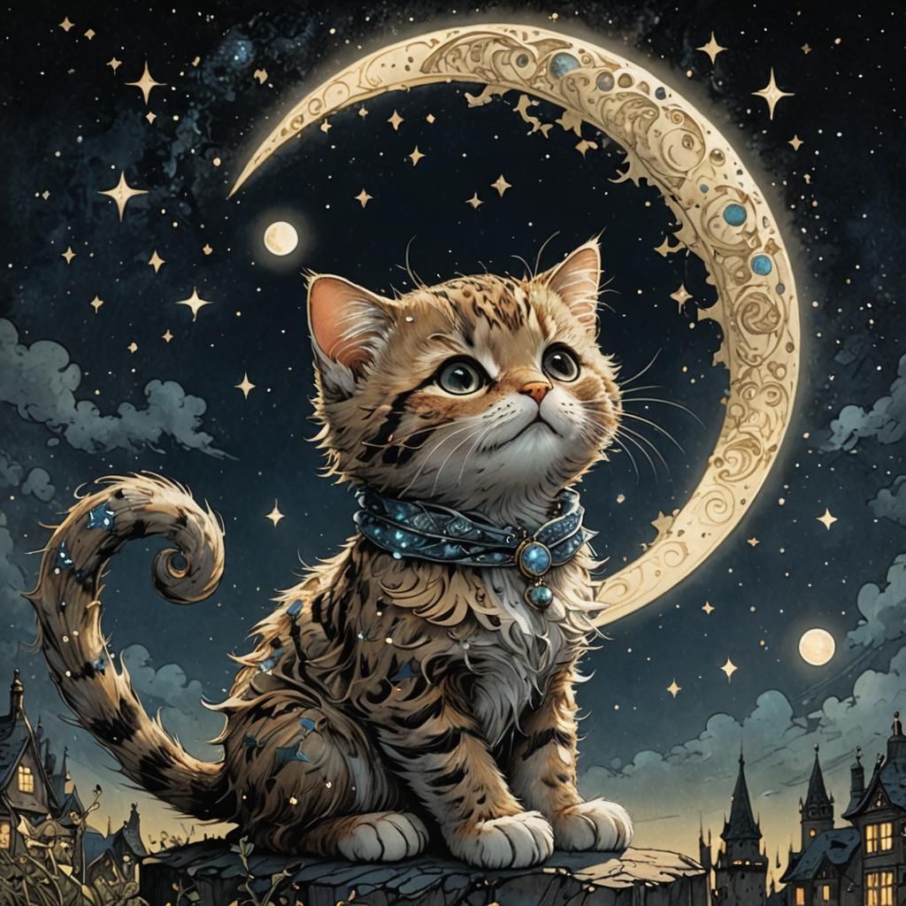 fantasy sparks all over an adorable kitten