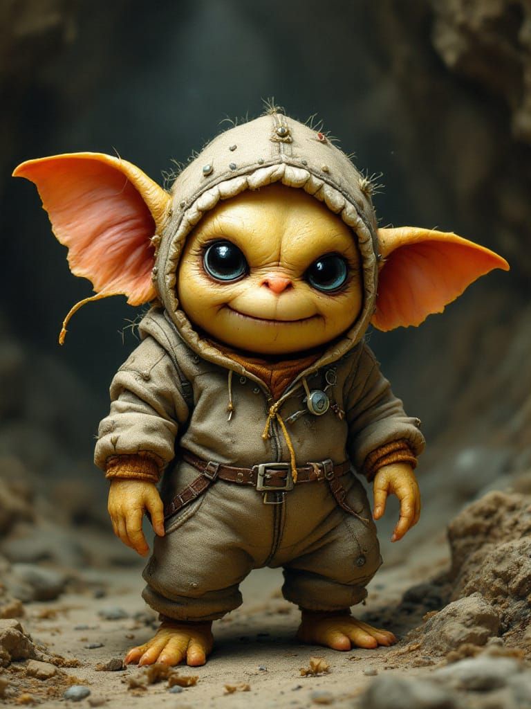 Potato Gremlin in Boxwork Cave, Watercolor Style