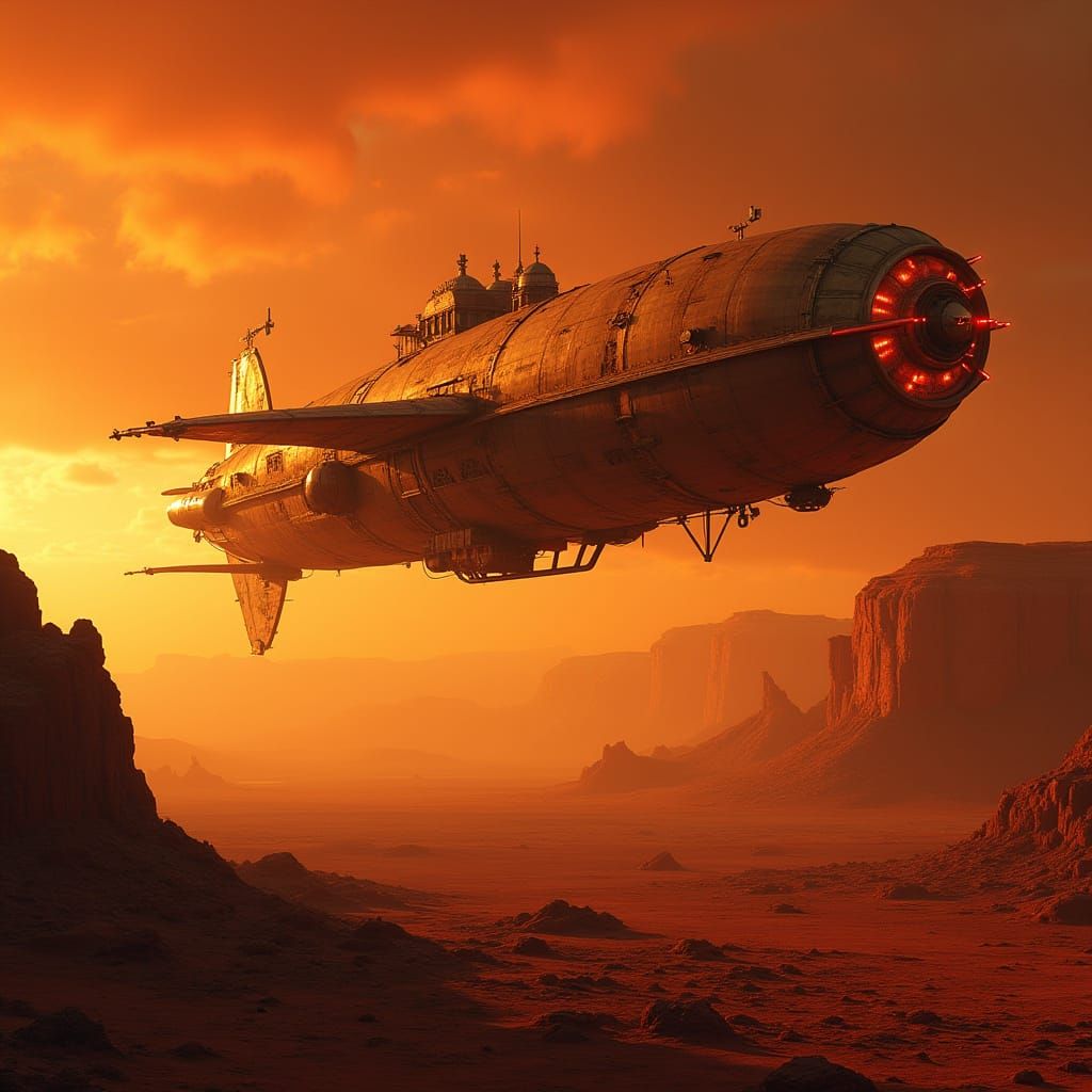 Martian Sky: Ancient Alien Airship with Clockwork
