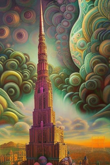 Magical City Floating in Clouds: Surreal Digital Art