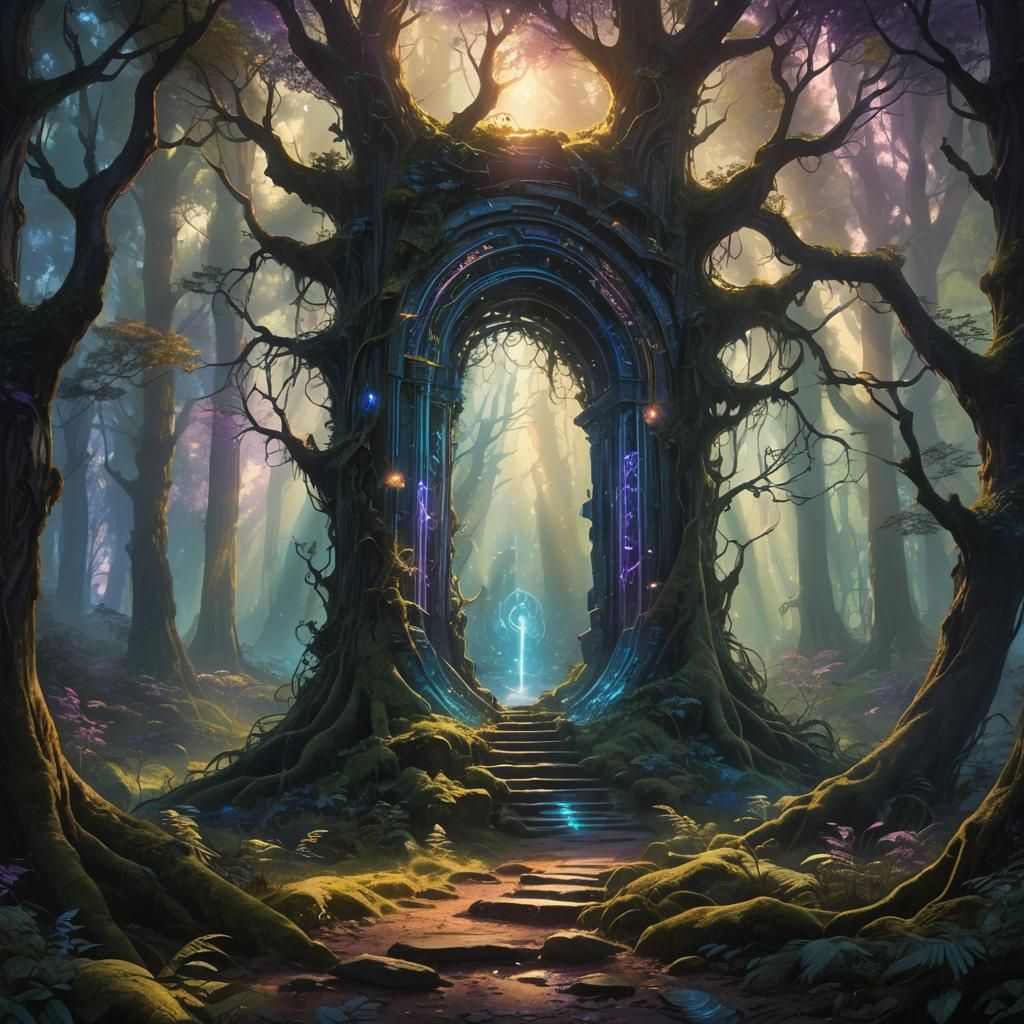Mystical Forest Portal: Ethereal Concept Art