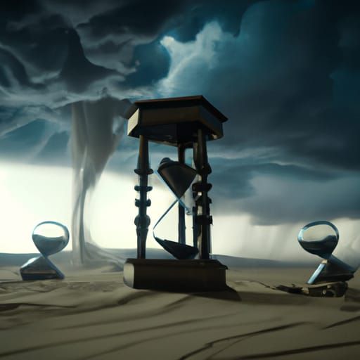 Hourglass in Desert Sky: Dark Fantasy Concept Art