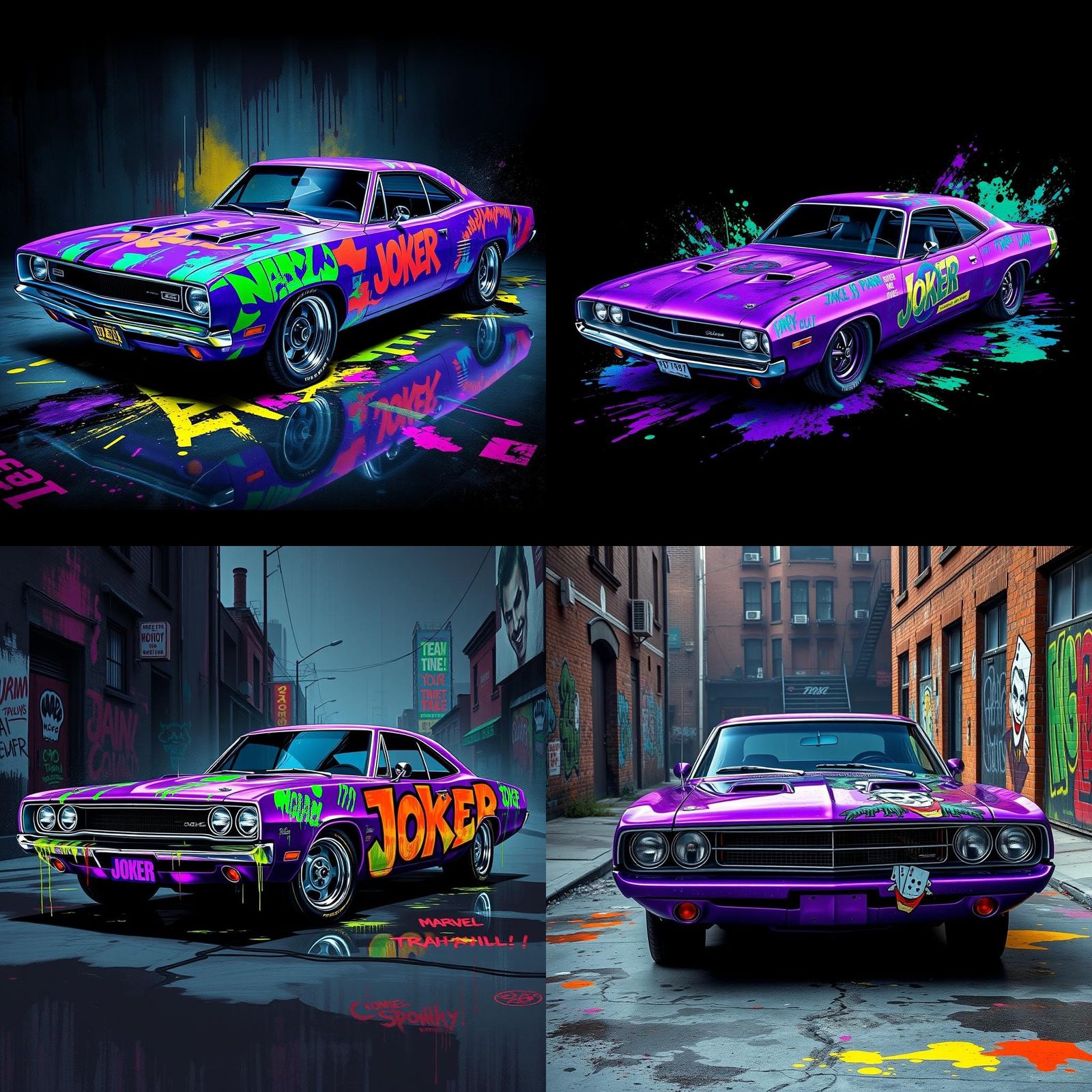 Joker-Themed 1968 Dodge Challenger in Graffiti Art Style