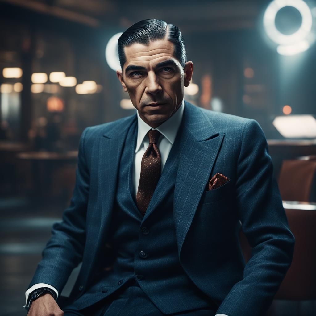 Futuristic Lucky Luciano Photorealistic Portrait