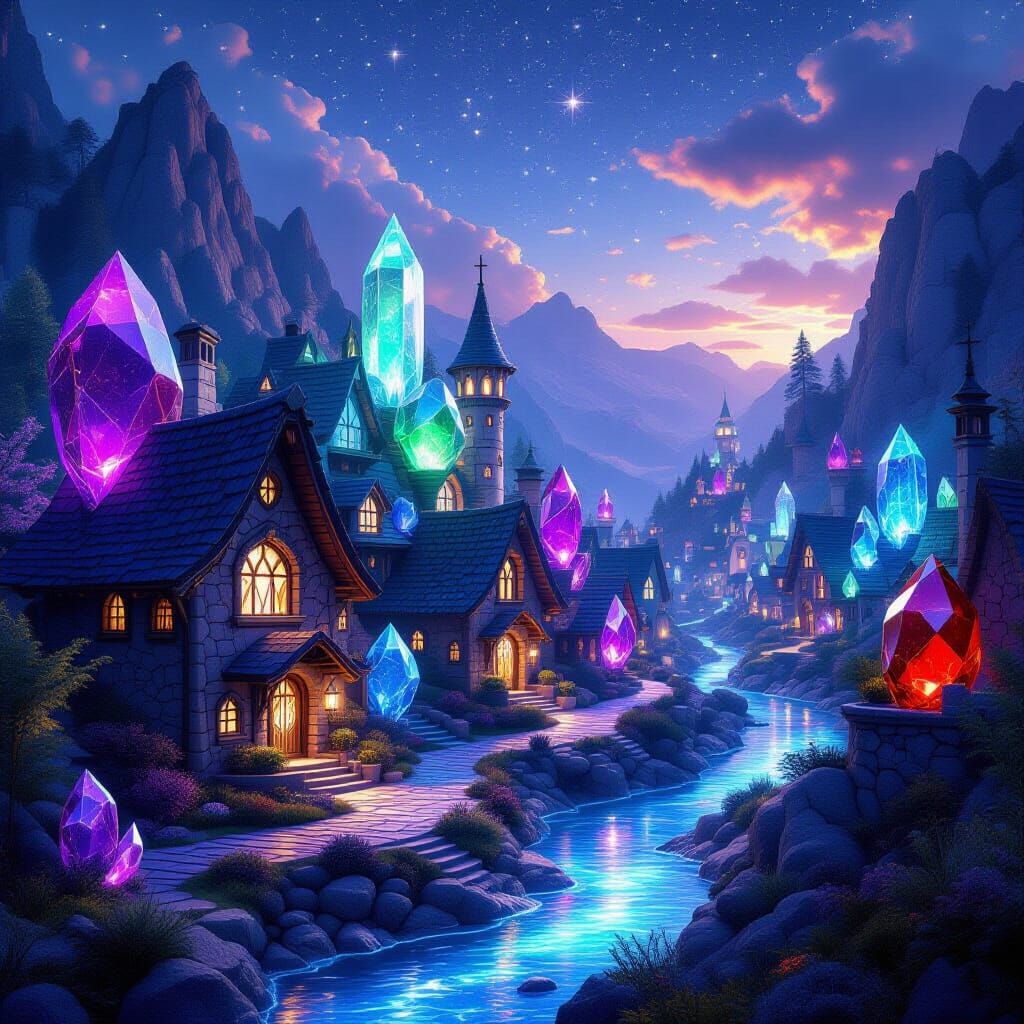 Gemstone Village: Crystal Homes in Starry Valley
