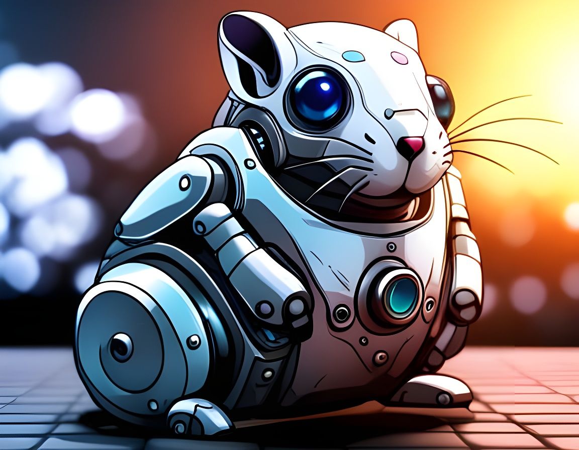 Adorable Futuristic Robot Hamster in Anime Style