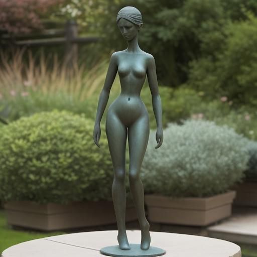 Abstracted Stoneware Sculpture of Lithe Female Figure