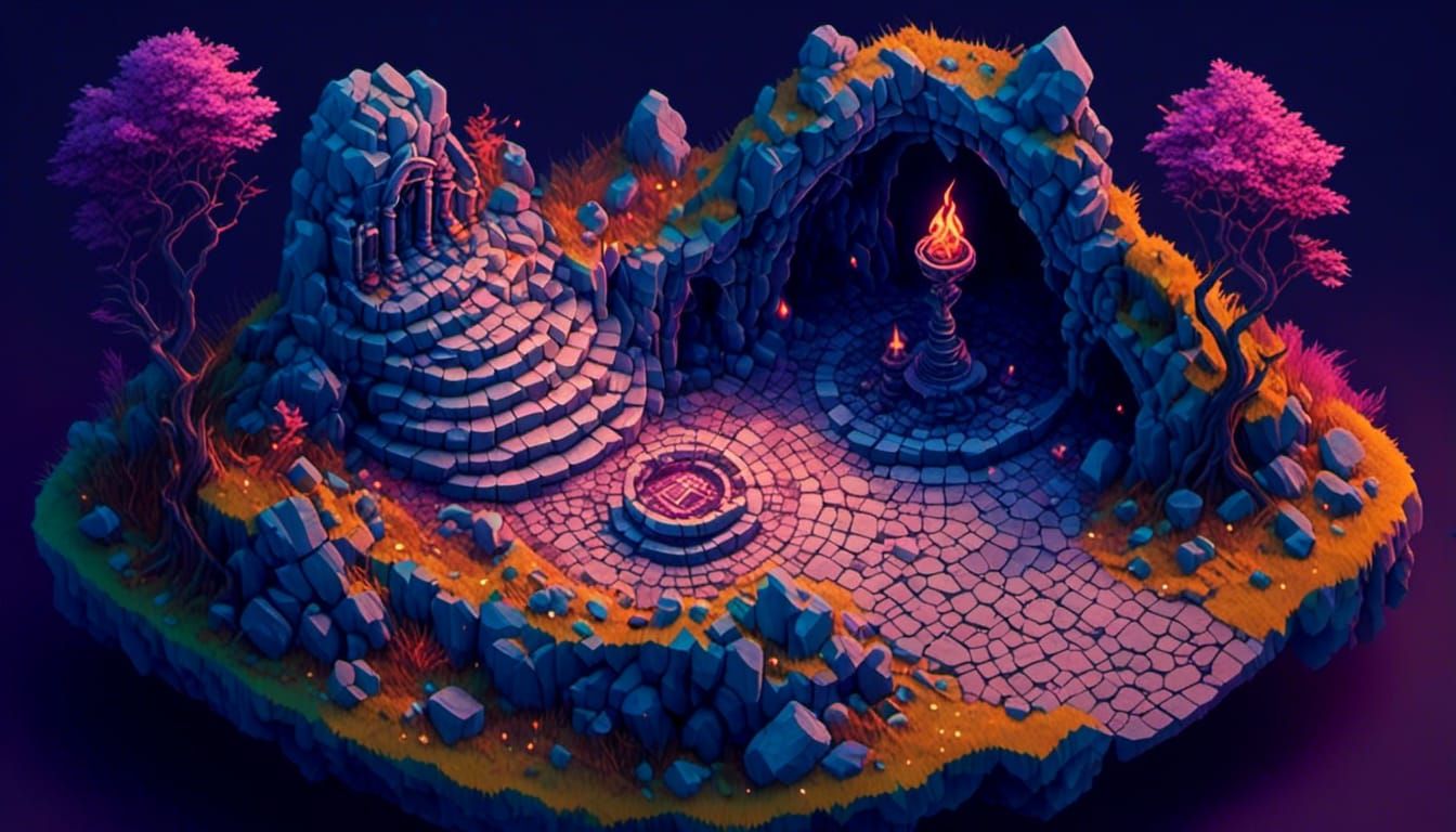 Granite Altar with Infinity Symbol in Isometric View