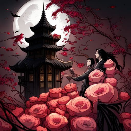 Gothic Dragon in Crimson Rose Garden