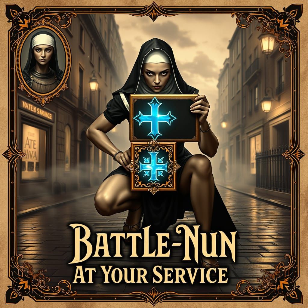 Battle-Nun in Victorian London Lithograph