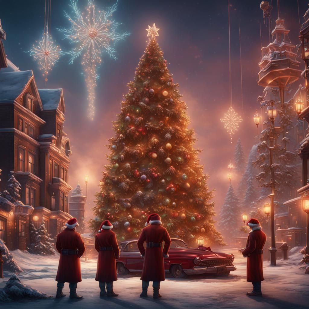Festive Gangster Christmas: Detailed Matte Painting