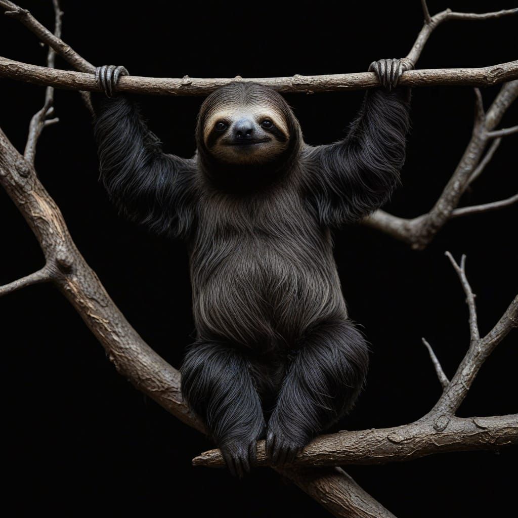 Ethereal Sloth Silhouette In Macabre Nightmare Style