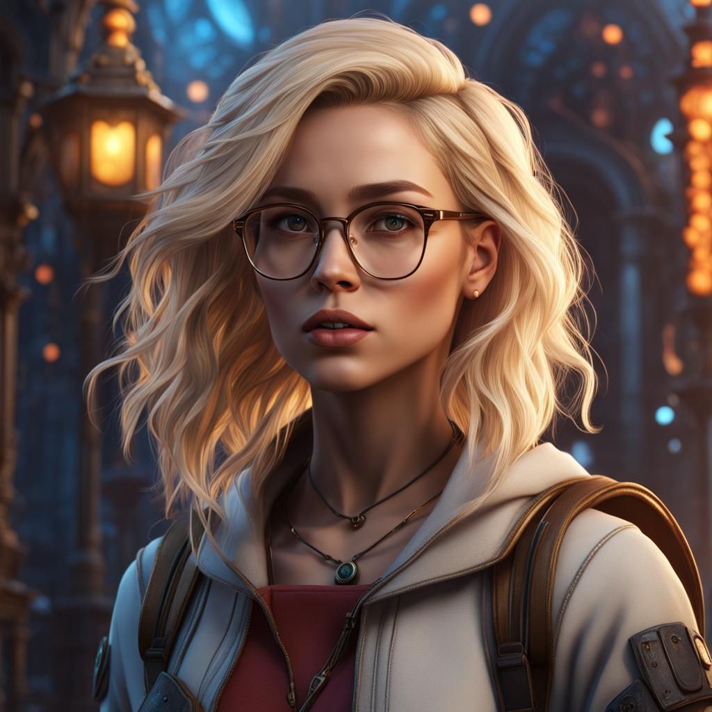Blonde Girl with Glasses and Braces in Fantasy Art