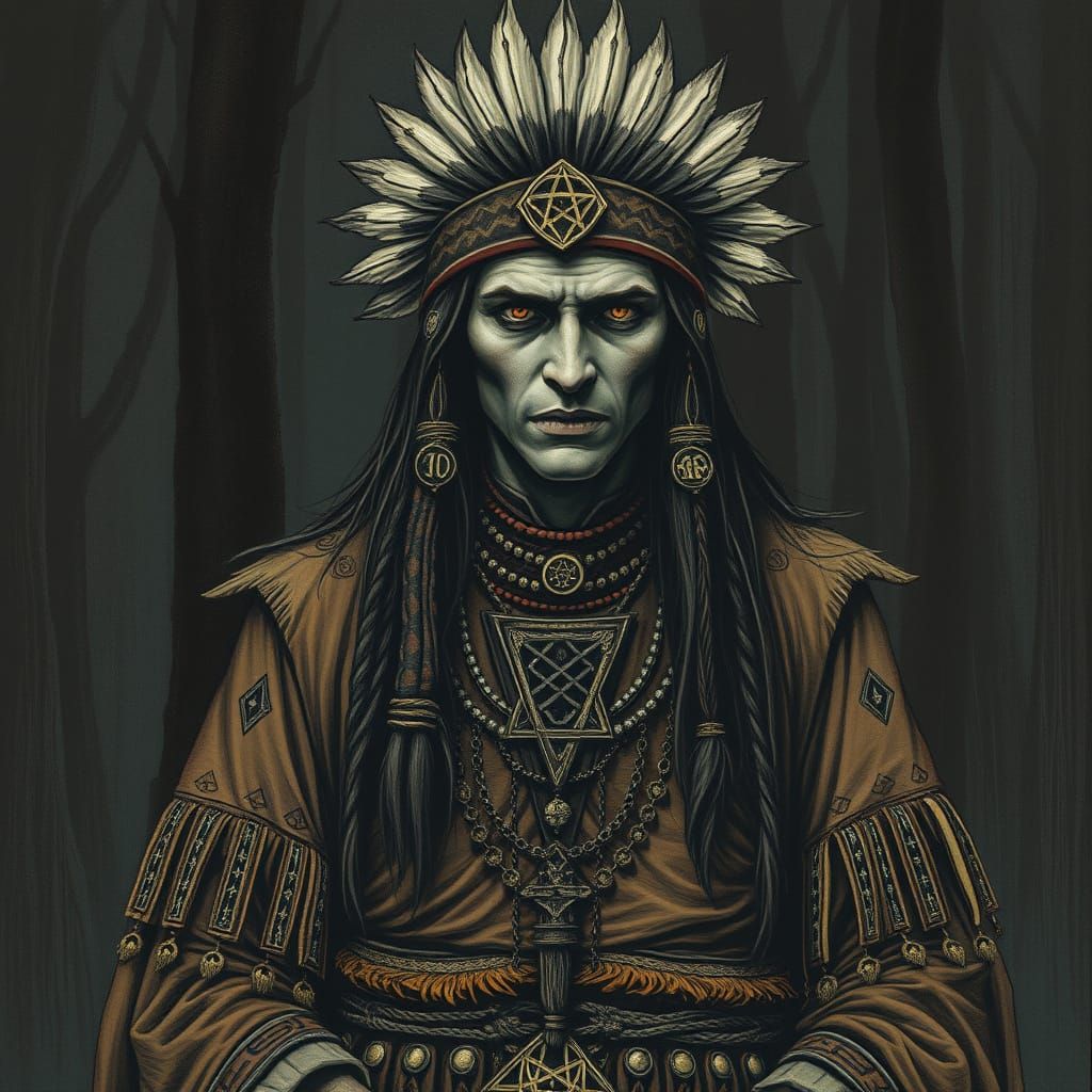 Native American Vampire Shaman in Dark Fantasy Style