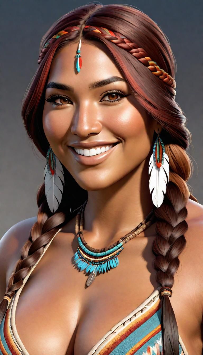 Photorealistic Native American Girl Portrait