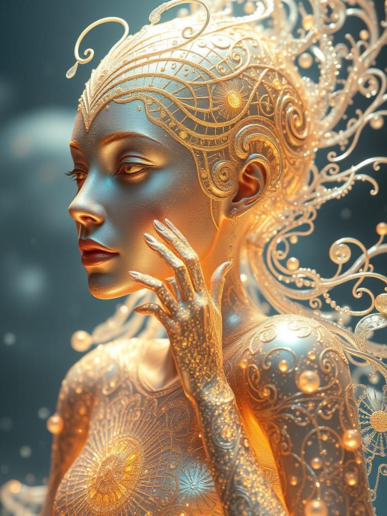 Ethereal Being of Iridescent Metal in Celestial Cartography ...