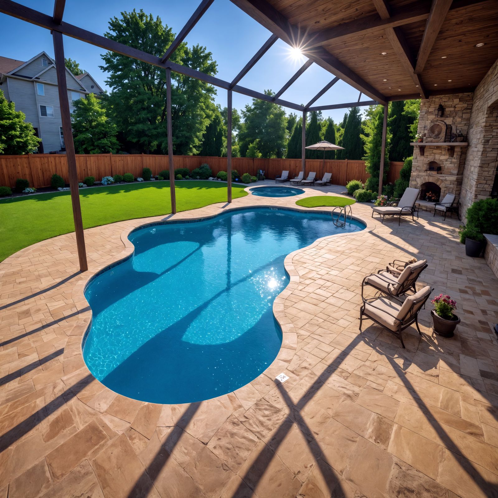 Cinematic Backyard Oasis in Hyperrealistic Detail