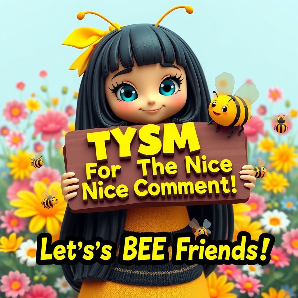 Whimsical Origami-Inspired Bumblebee Scene with Floral Backg...