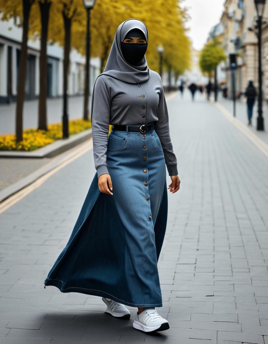 Hypernatural Portrait of Woman in Niqab in City
