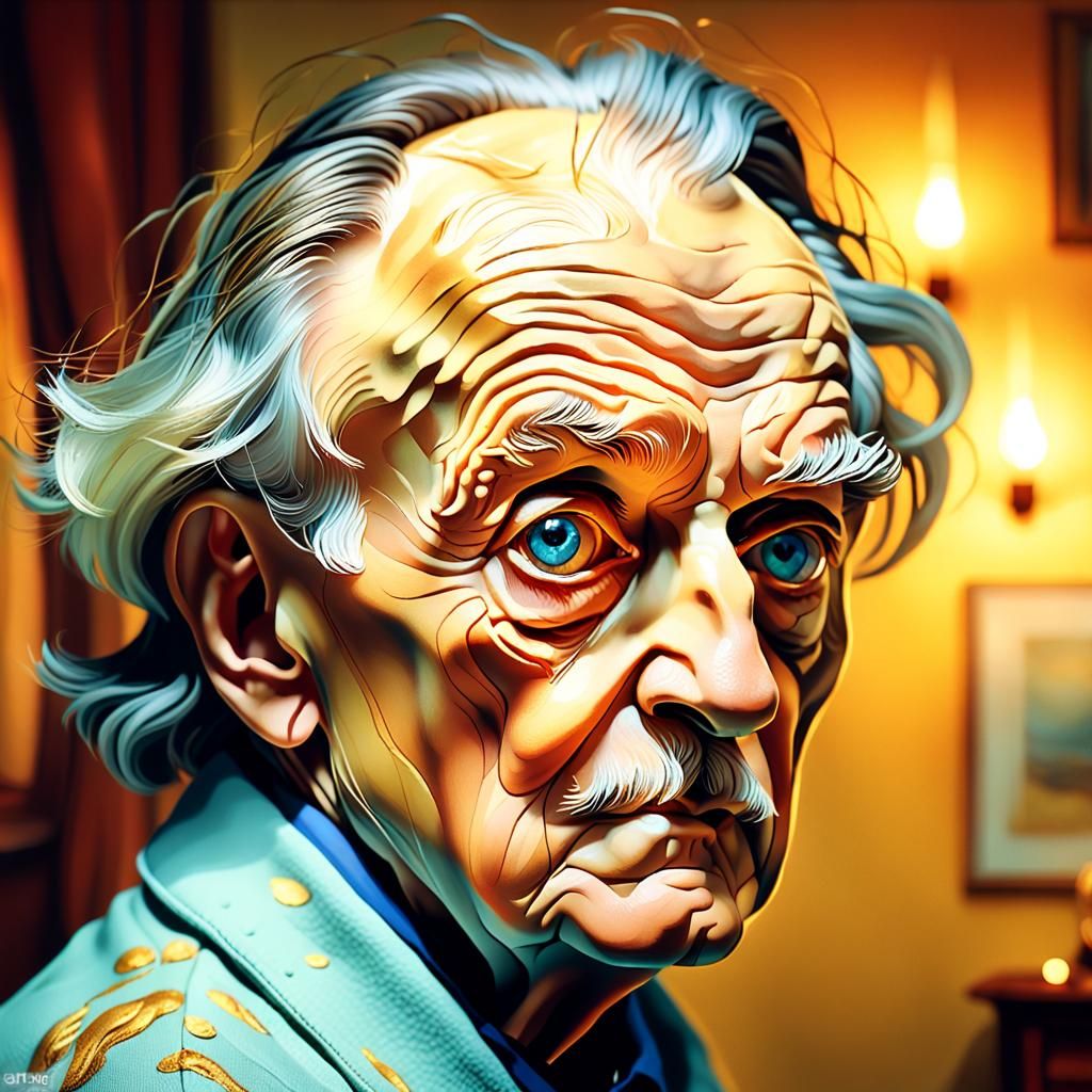 Soulful Portrait in Surrealist Oil Painting Style