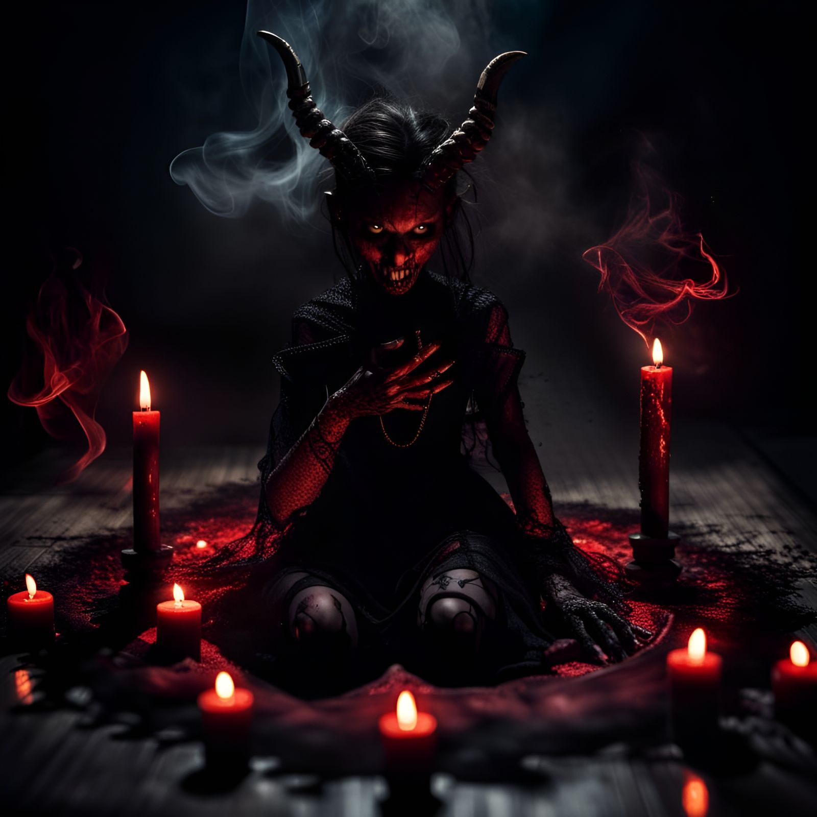 Smoky Shadow Demon Summoned by Witch: Dark Fantasy Horror