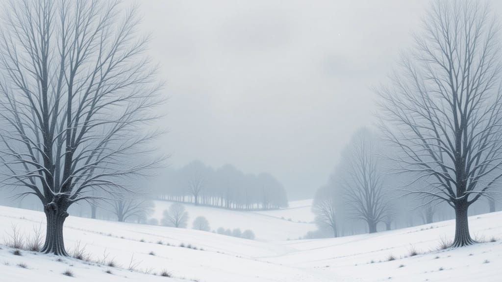 Serene Winter Snowfall in Watercolor Style