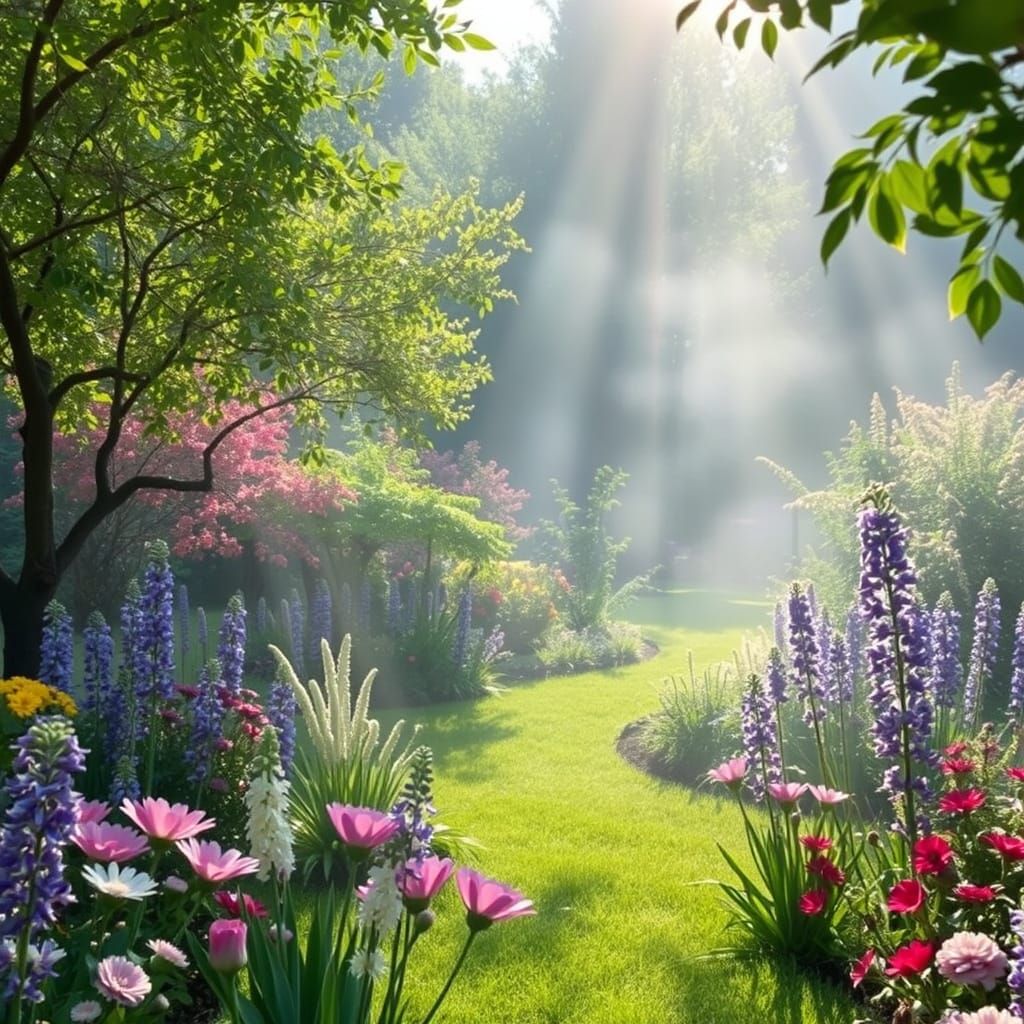 Ethereal Heavenly Garden of Serenity and Light