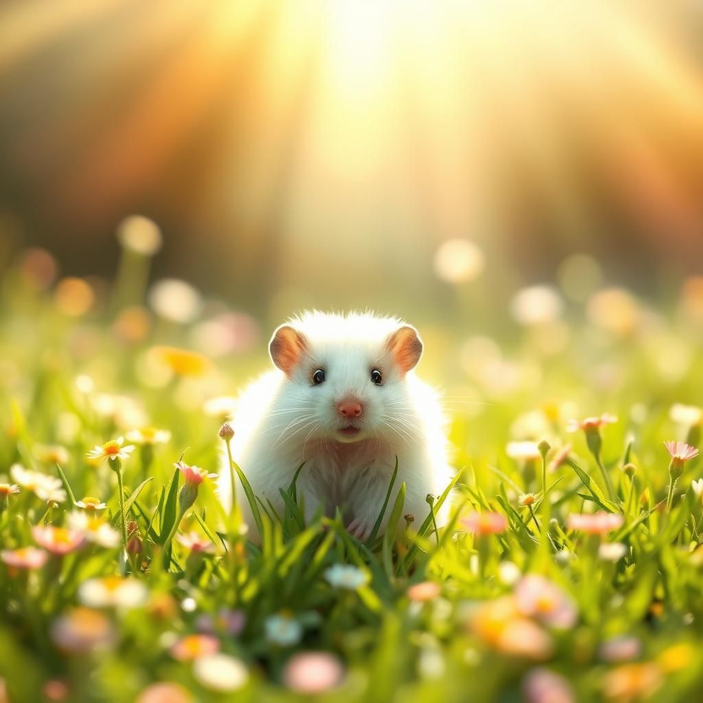 Hamster in Meadow, Ethereal Dreamscape